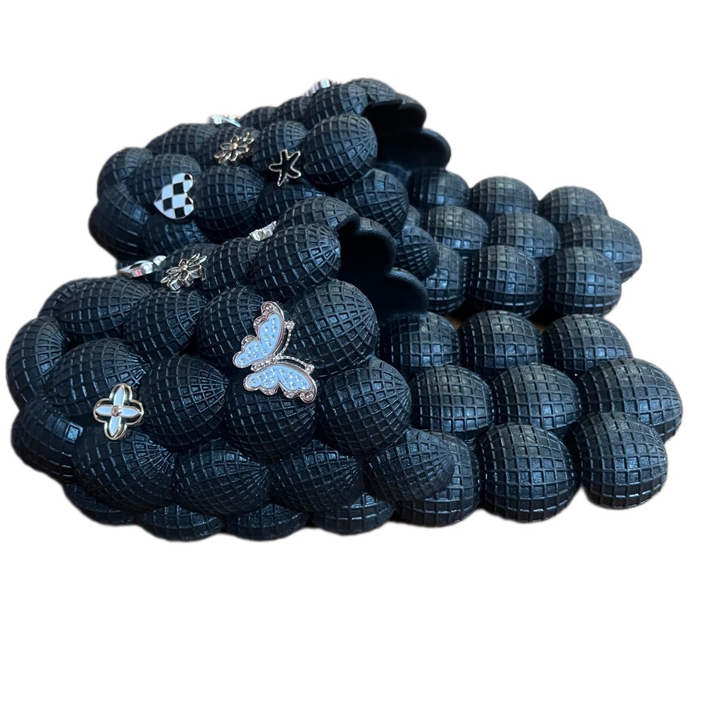 Bubble Slides With Charms Balck Color Size 8 Wome… - image 1